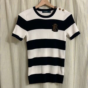 Lauren Ralph Lauren Black and White Striped Top